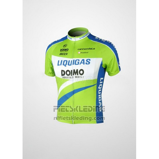 2010 Fietskleding Liquigas Doimo Blauw en Groen Korte Mouwen en Koersbroek